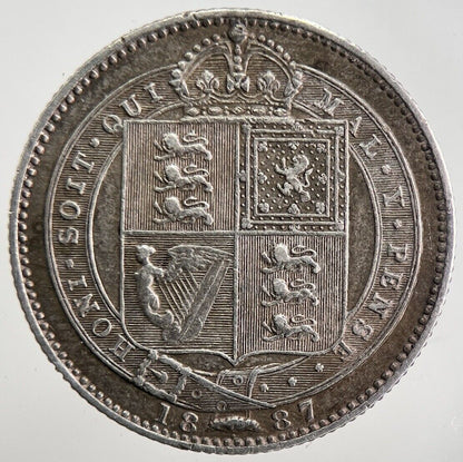 1887 Victoria Shilling Silver Coin | Very High Grade | a3927
