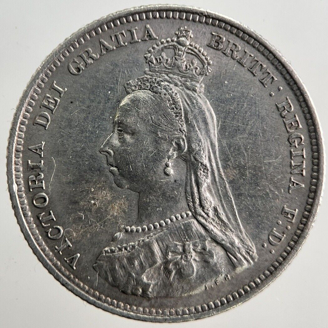 1887 Victoria Shilling Silver Coin | Very High Grade | a3468