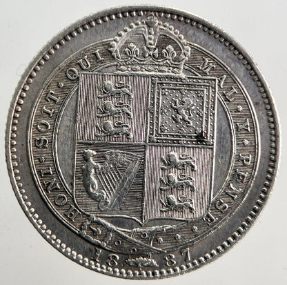 1887 Victoria Shilling Silver Coin | Very High Grade | a3468