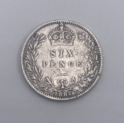 1887 Victoria Sixpence | British Silver Coin | Collectable Grade | a045