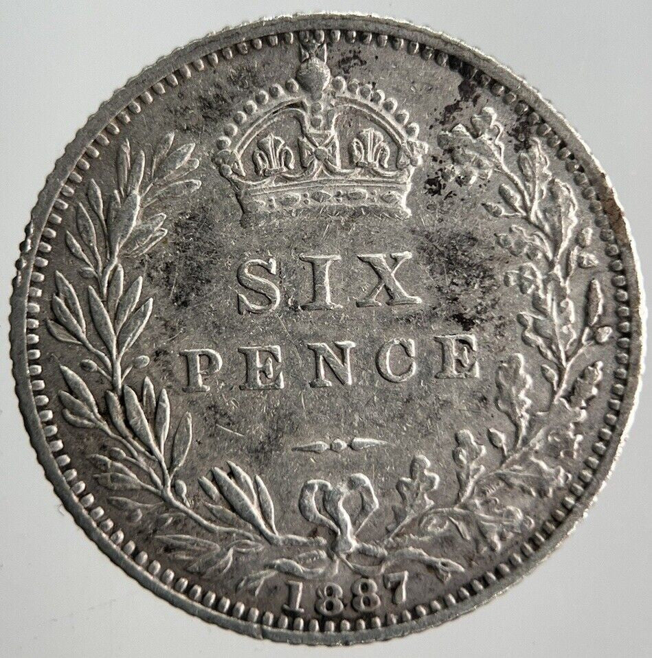 1887 Victoria Sixpence Silver Coin | Very High Grade | a4489