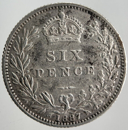 1887 Victoria Sixpence Silver Coin | Very High Grade | a4489