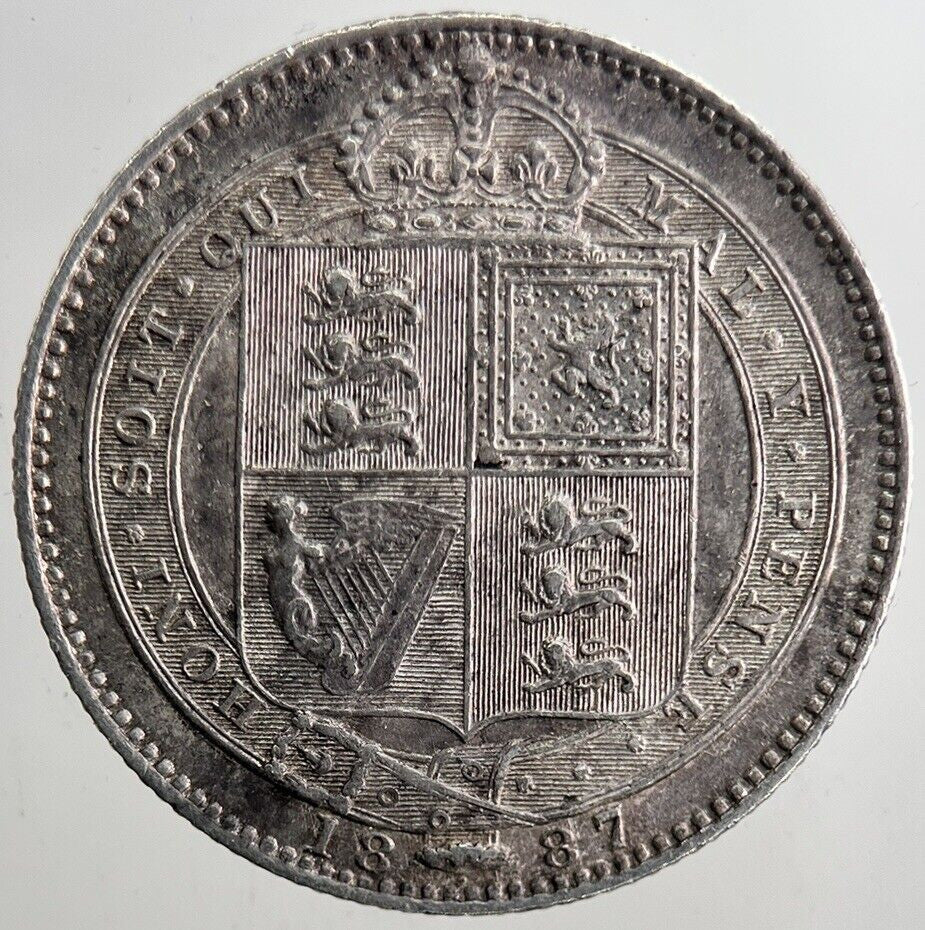 1887 Victoria Shilling Silver Coin | Very High Grade | a5502