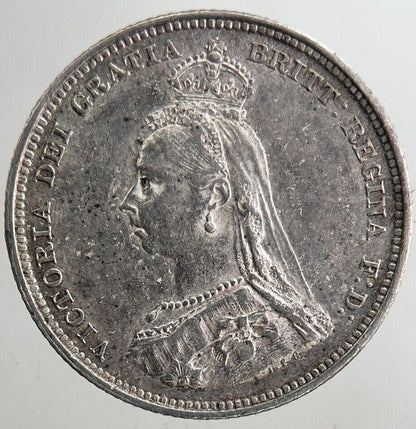 1887 Victoria Shilling Silver Coin | Very High Grade | a5502