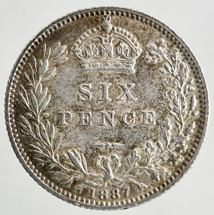1887 Victoria Sixpence Silver Coin | Very High Grade