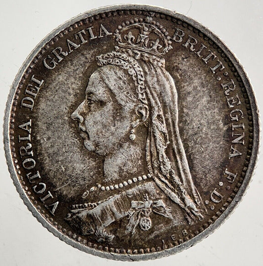 1887 Victoria Sixpence Silver Coin | Very High Grade | a5455