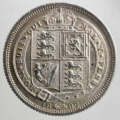 1887 Victoria Sixpence Silver Coin | Very Fine Grade