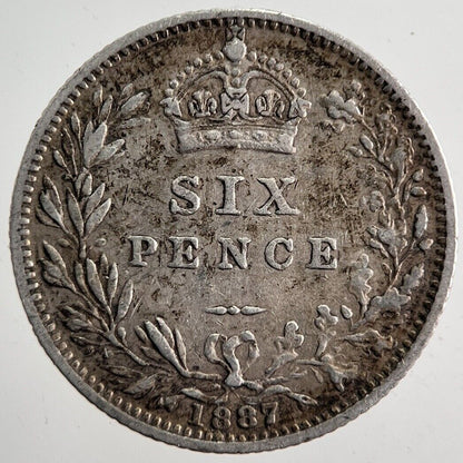 1887 Victoria Sixpence Silver Coin | Very High Grade