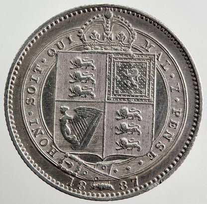 1887 Victoria Shilling Silver Coin | Very High Grade