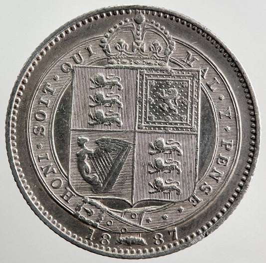 1887 Victoria Shilling Silver Coin | Very High Grade