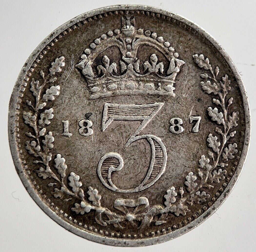 1887 Victoria Threepence Silver Coin | Fine Collectable Grade | a8588