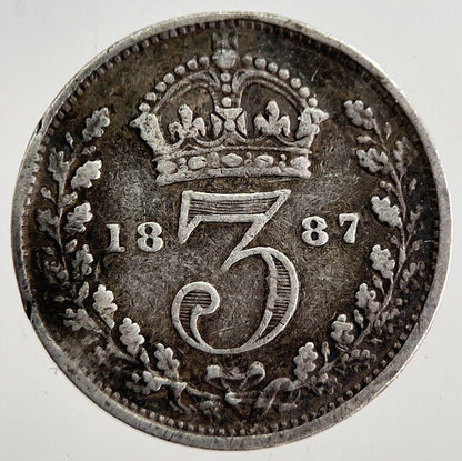 1887 Victoria Threepence Silver Coin | Fine Collectable Grade | a8542