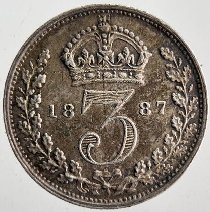 1887 Victoria Threepence Silver Coin | Very High Grade | a4606