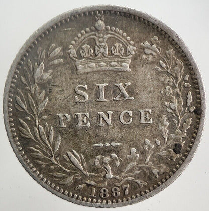 1887 Victoria Sixpence Silver Coin | Very High Grade | a5855