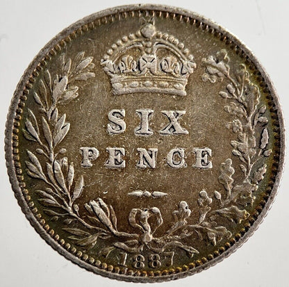 1887 Victoria Sixpence Silver Coin | Very High Grade | a8596