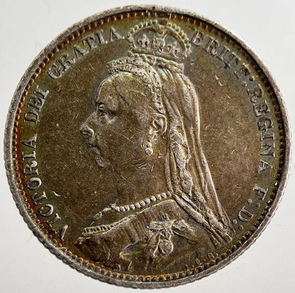 1887 Victoria Sixpence Silver Coin | Very High Grade | a8596