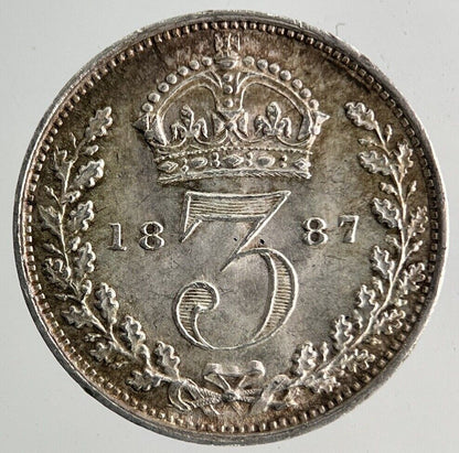 1887 Victoria Threepence Silver Coin | Very Fine Grade