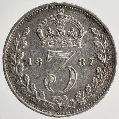 1887 Victoria Threepence Silver Coin | Very High Grade | a6801