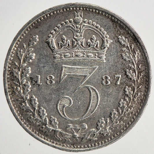 1887 Victoria Threepence Silver Coin | Very High Grade | a6801