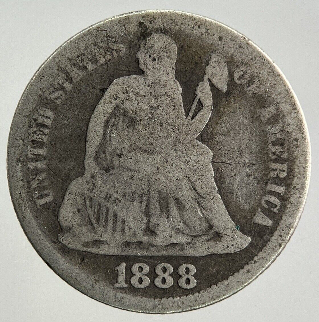 1888 US USA Seated Liberty Dime Silver Coin | Fair Grade