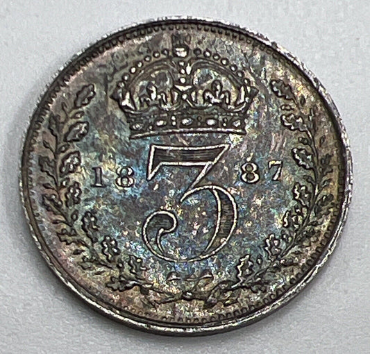 1887 Victoria Threepence | British Silver Coin | Very Fine Grade | a1282