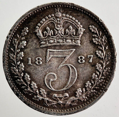 1887 Victoria Threepence Silver Coin | Very High Grade