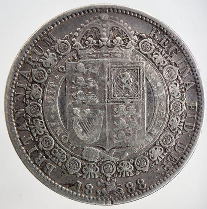 1888 Victoria Half-Crown Silver Coin | Fine Collectable Grade | a6911