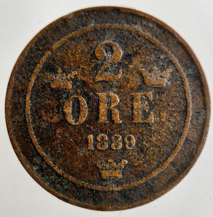 1889 Sweden 2 Ore Coin | Collectable Grade