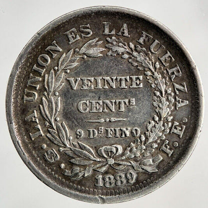 1889 Bolivia Veinte 20 Centavos Silver Coin | Very High Grade