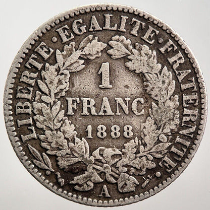 1888-A France 1 Franc | Silver Coin | France Coin | Collectable Grade