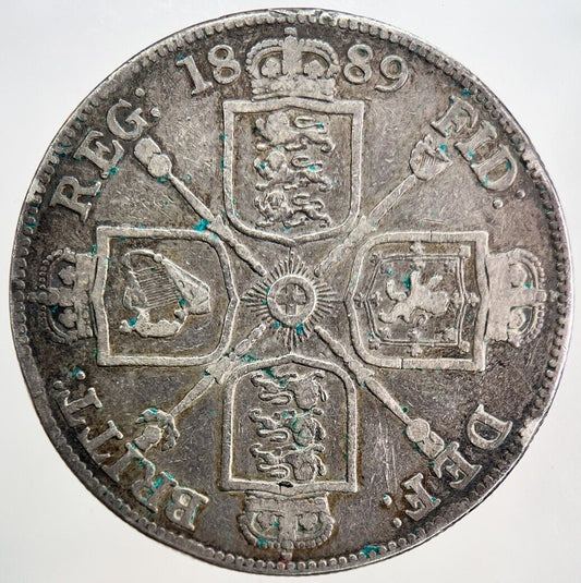 1889 Victoria Double Florin Silver Coin | Fine Collectable Grade | a4781