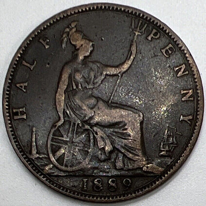 1889 Victoria Half-Penny | British Copper Coin | Collectable Grade | a1089