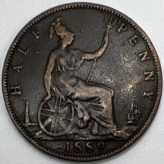 1889 Victoria Half-Penny | British Copper Coin | Collectable Grade | a1089