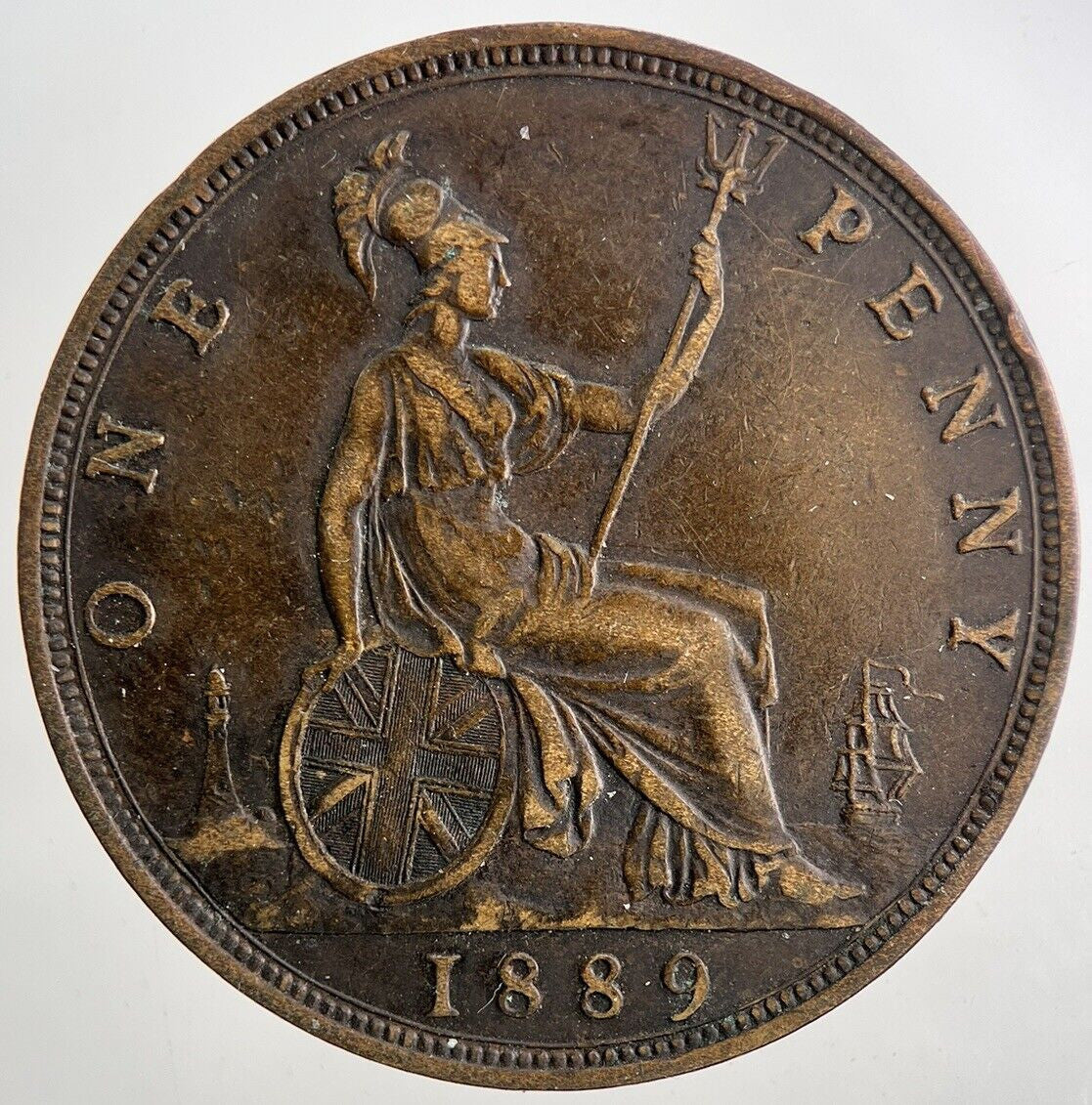 1889 Victoria One Penny Coin | Very High Grade | a9451