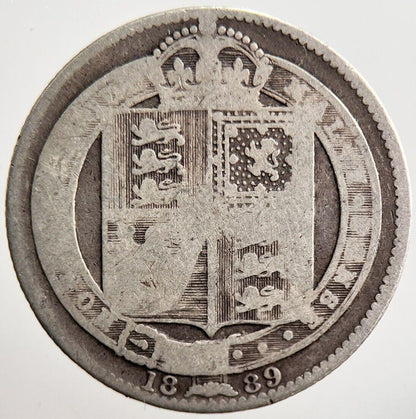 1889 Victoria Shilling Silver Coin | Fair Grade | a3534