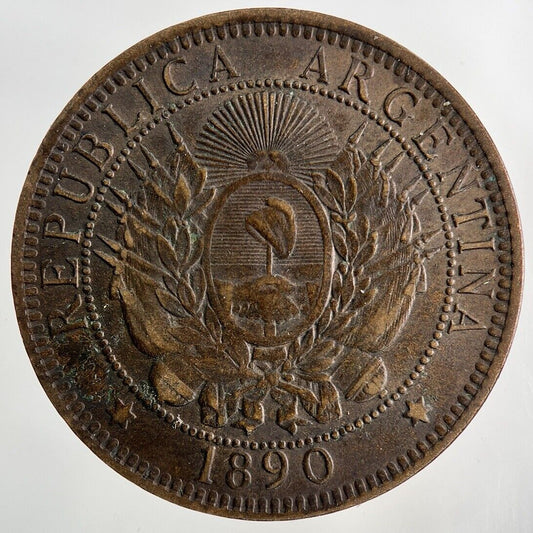 1890 Argentina Dos 2 Centavos Coin | Fine Collectable Grade