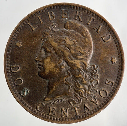 1890 Argentina Dos 2 Centavos Coin | Fine Collectable Grade