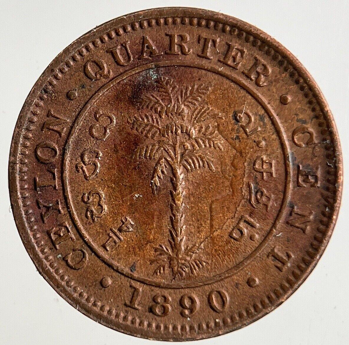 1890 Ceylon 1/4 Quarter Cent Coin | Very High Grade