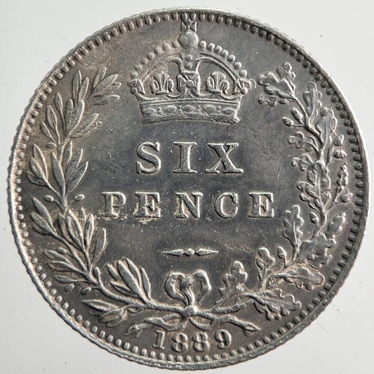 1889 Victoria Sixpence Silver Coin | Very High Grade
