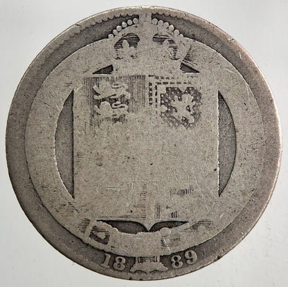 1889 Victoria Shilling Silver Coin | Fair Grade