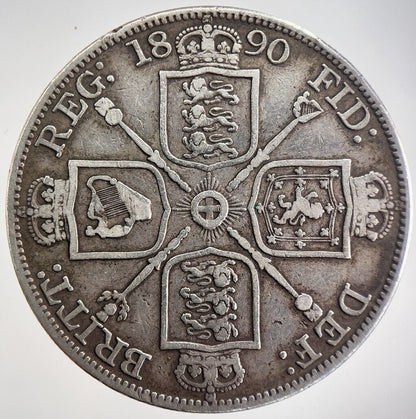 1890 Victoria Double Florin Silver Coin | Collectable Grade | a4376