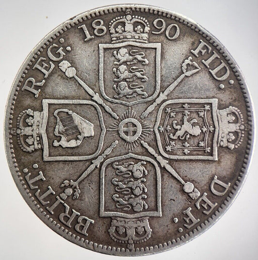 1890 Victoria Double Florin Silver Coin | Collectable Grade | a4376