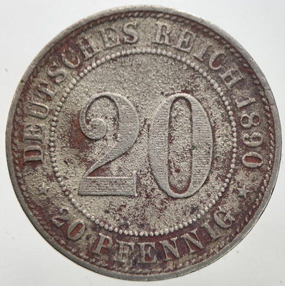 1890 Germany 20 Pfennig Coin | Collectable Grade | a7299