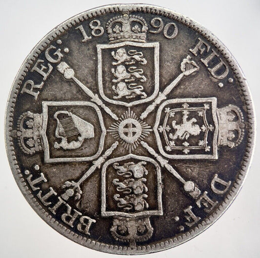 1890 Victoria Double Florin Silver Coin | Fine Collectable Grade | a1421