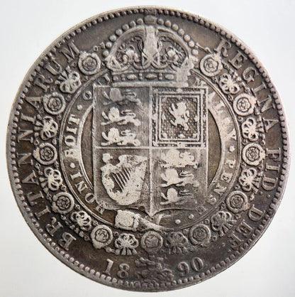 1890 Victoria Half-Crown Silver Coin | Fine Collectable Grade | a3361
