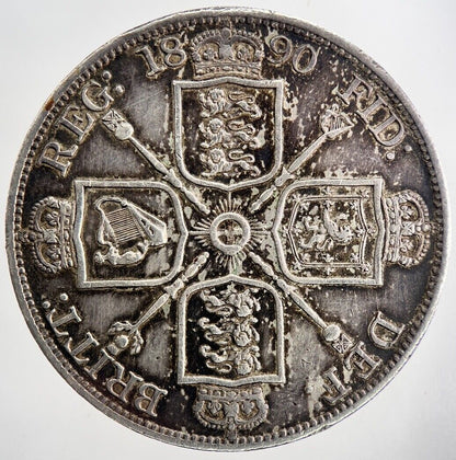1890 Victoria Double-Florin Silver Coin | Very Fine Grade | a1472