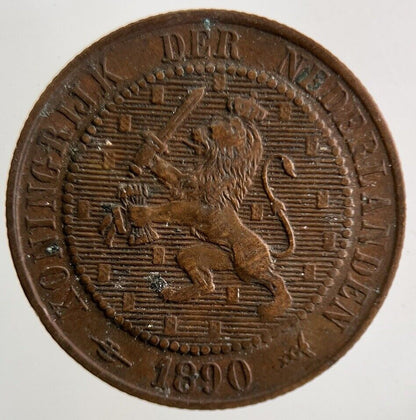 1890 Netherlands 2 1/2 Cent Coin | Fine Collectable Grade