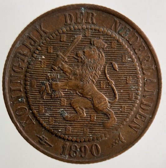 1890 Netherlands 2 1/2 Cent Coin | Fine Collectable Grade