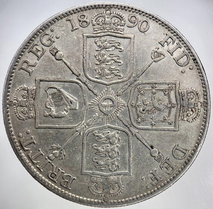 1890 Victoria Double Florin Silver Coin | Very High Grade