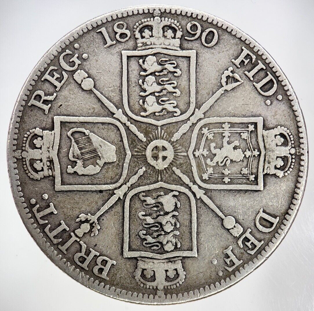 1890 Victoria Double Florin Silver Coin | Fine Collectable Grade